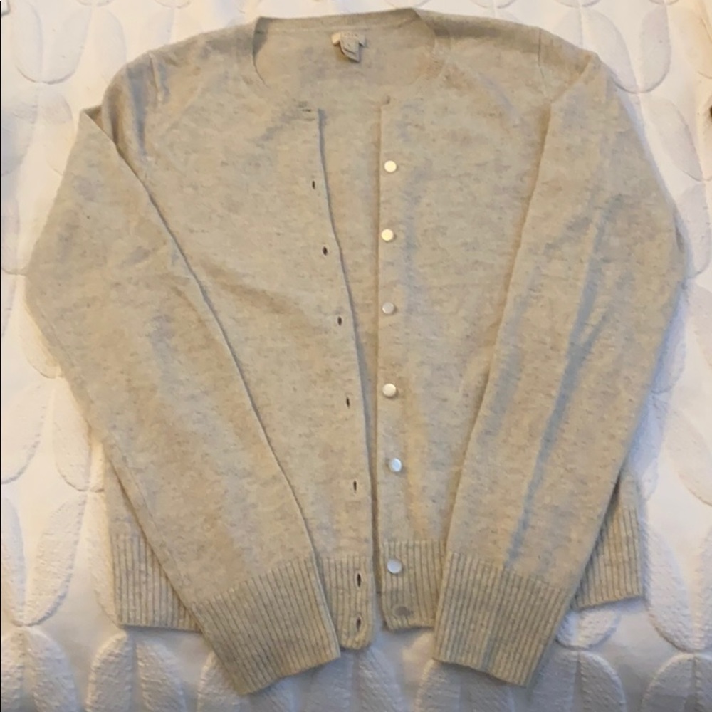 J.CREW 100% Cashmere button up Gray Cardigan